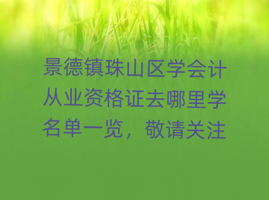 景德镇珠山区学会计从业资格证去哪里学名单一览,敬请关注