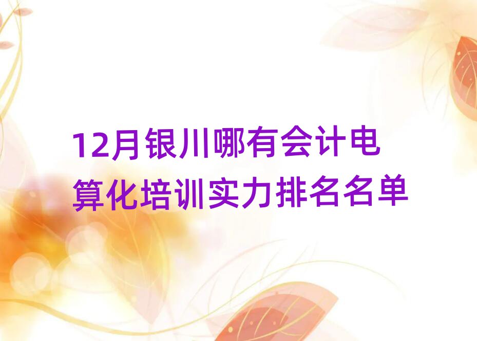 12月银川哪有会计电算化培训实力排名名单