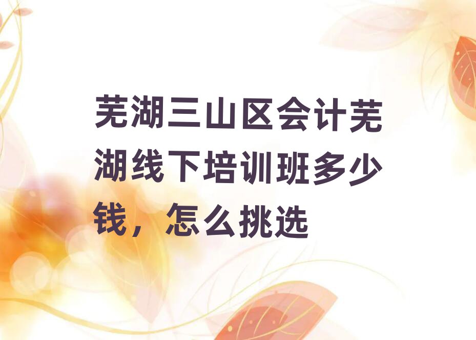 芜湖三山区会计芜湖线下培训班多少钱,怎么挑选
