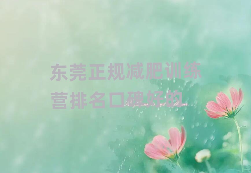 东莞正规减肥训练营排名口碑好的