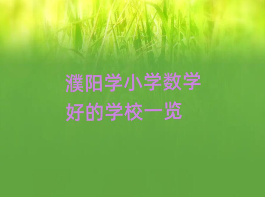 濮阳学小学数学好的学校一览