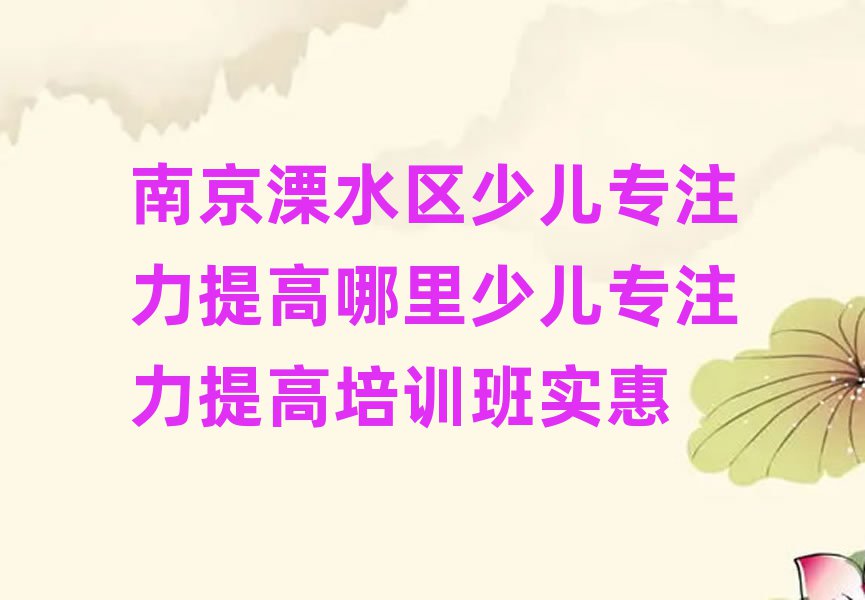南京溧水区少儿专注力提高哪里少儿专注力提高培训班实惠