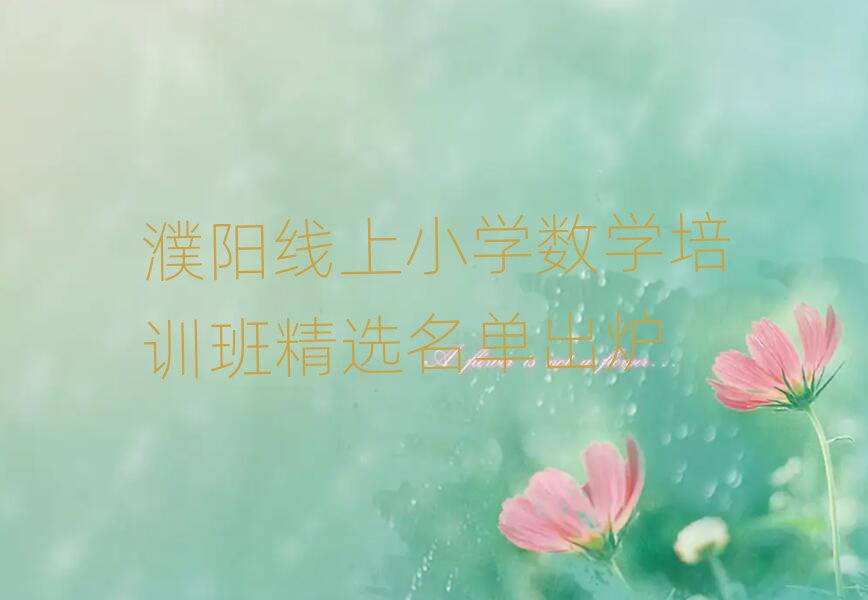 濮阳线上小学数学培训班精选名单出炉