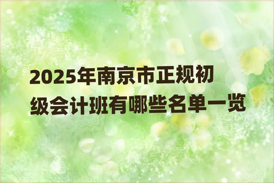 2025年南京市正规初级会计班有哪些名单一览