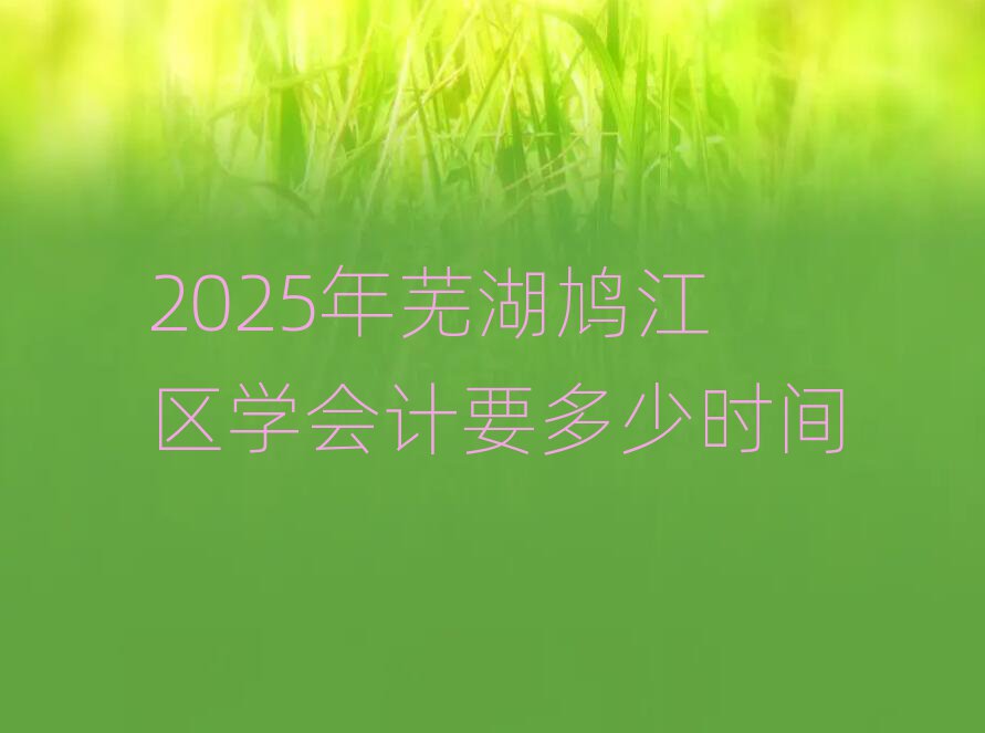 2025年芜湖鸠江区学会计要多少时间