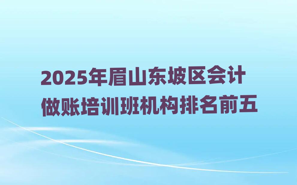 2025年眉山东坡区会计做账培训班机构排名前五