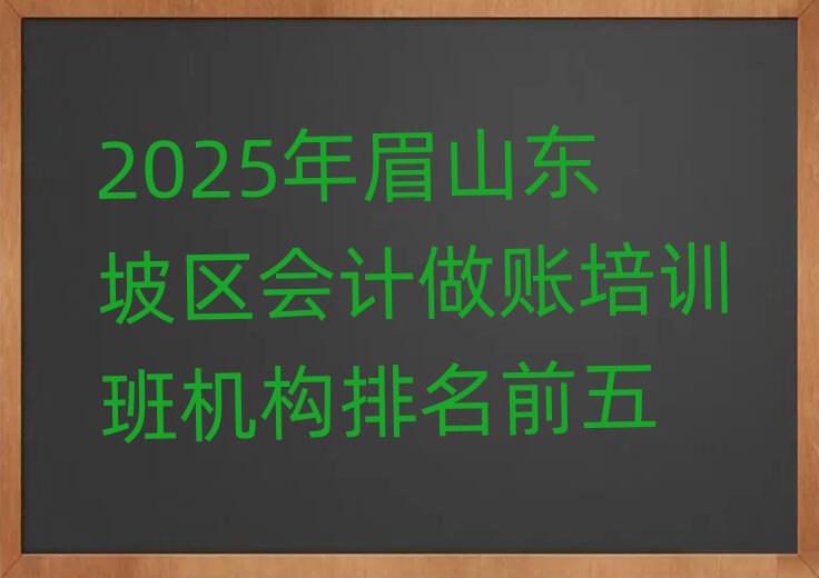 2025年眉山东坡区会计做账培训班机构排名前五