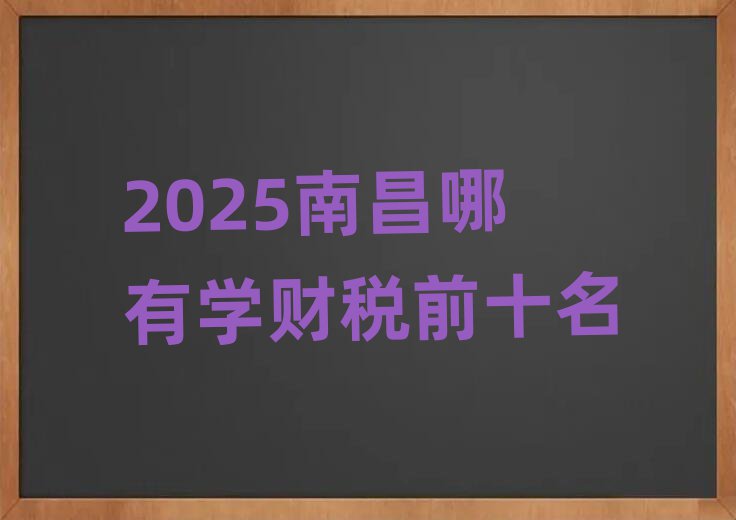2025南昌哪有学财税前十名