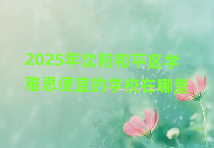 2025年沈阳和平区学雅思便宜的学校在哪里