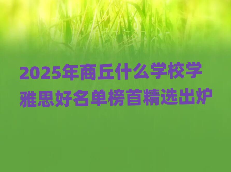 2025年商丘什么学校学雅思好名单榜首精选出炉