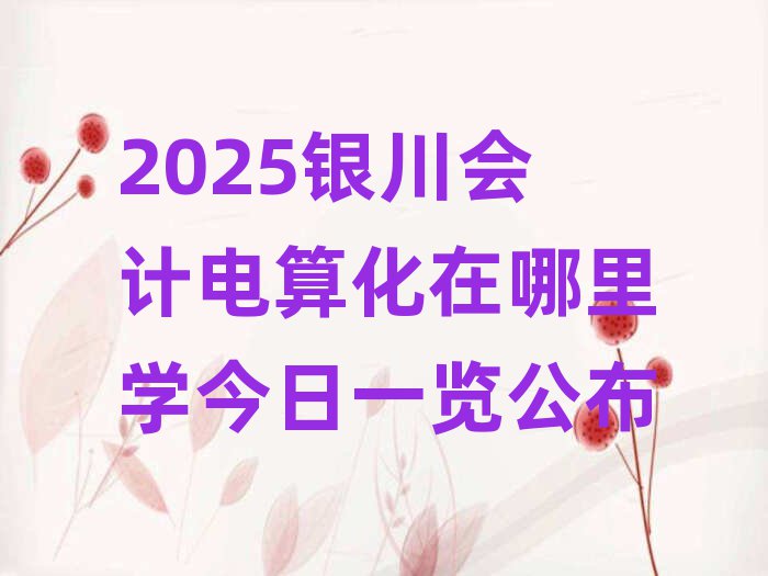 2025银川会计电算化在哪里学今日一览公布