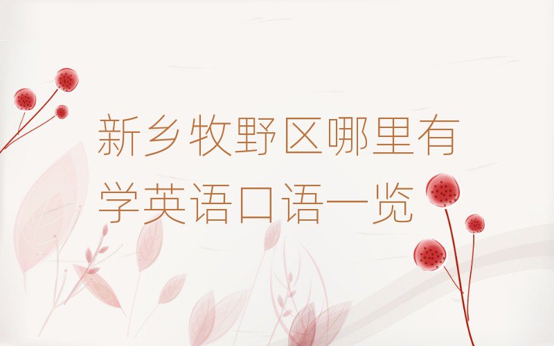 新乡牧野区哪里有学英语口语一览