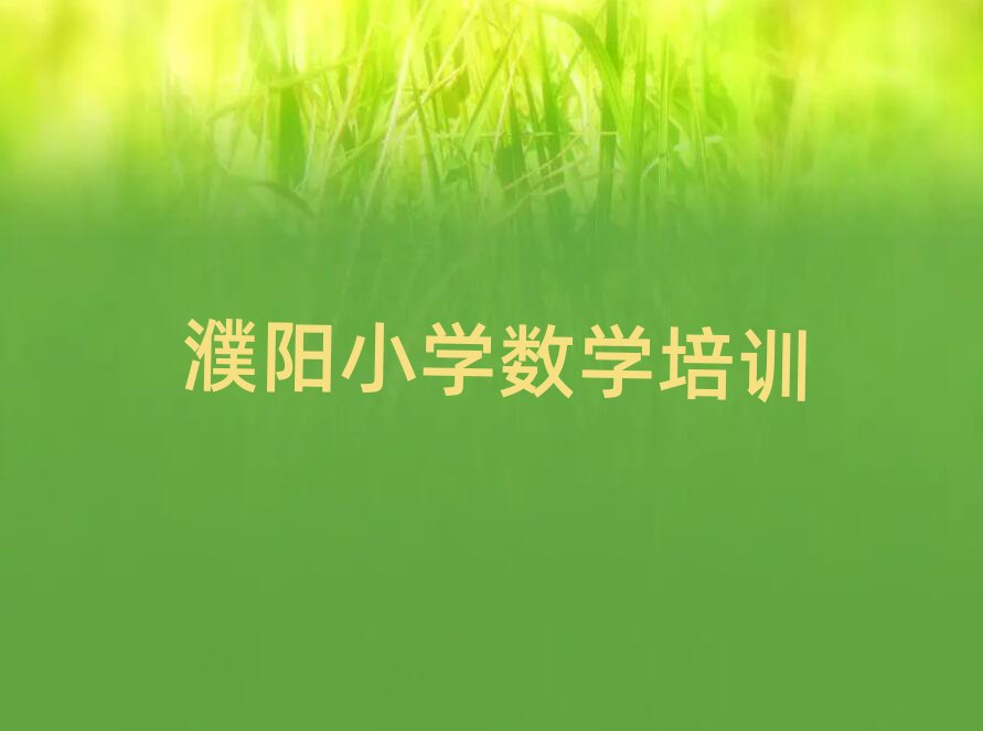 濮阳学小学数学哪里好榜首揭秘一览详细名单