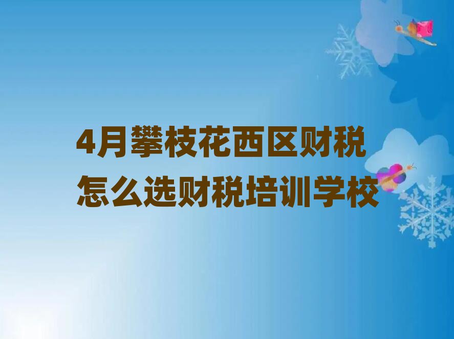 4月攀枝花西区财税怎么选财税培训学校