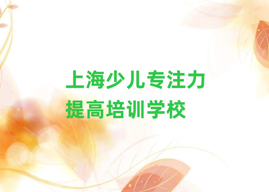 上海嘉定区的少儿专注力提高课程辅导机构推荐一览