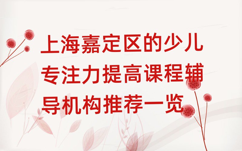 上海嘉定区的少儿专注力提高课程辅导机构推荐一览
