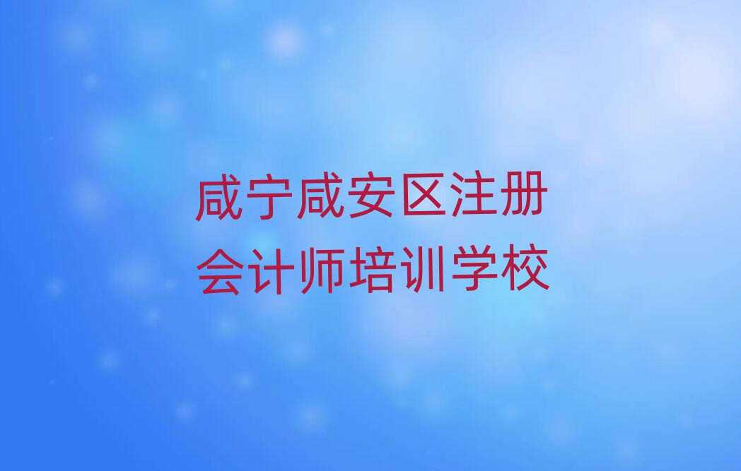 咸宁咸安区学注册会计师培训班