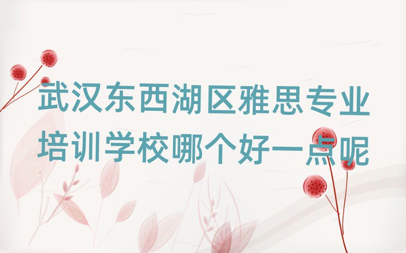 武汉东西湖区雅思专业培训学校哪个好一点呢