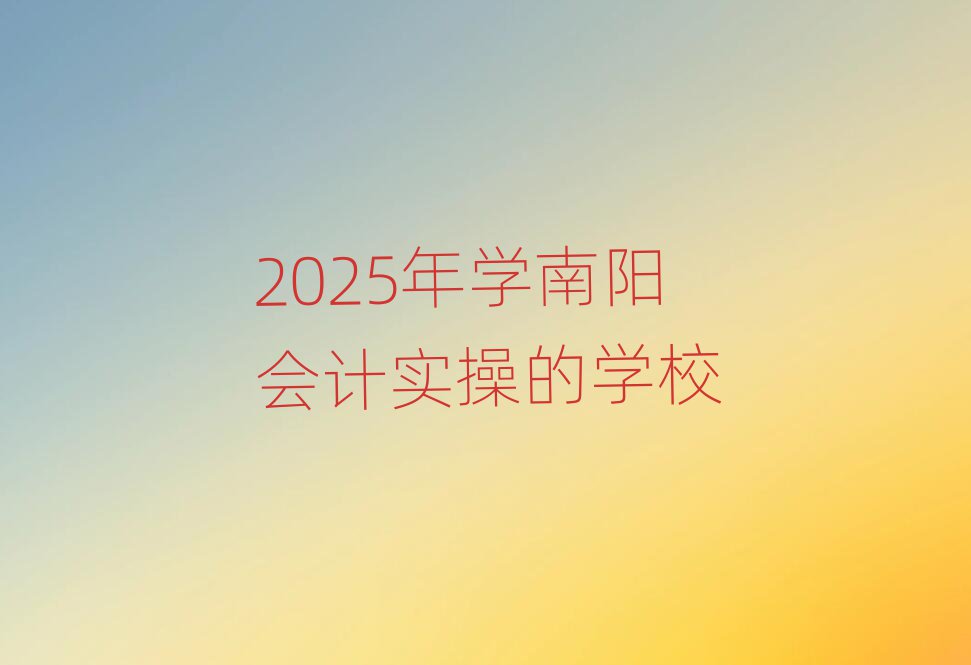 2025年学南阳会计实操的学校
