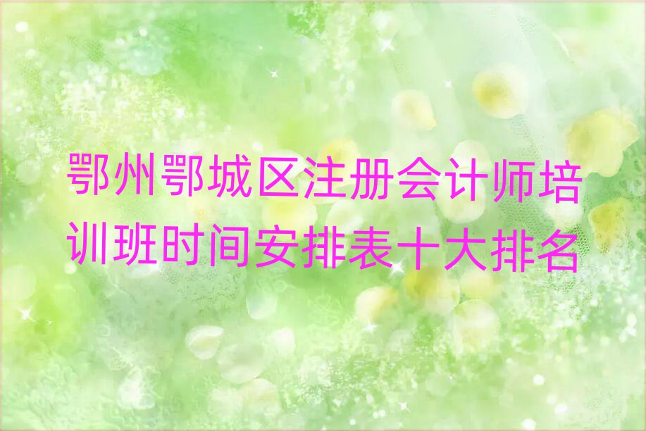 鄂州鄂城区注册会计师培训班时间安排表十大排名