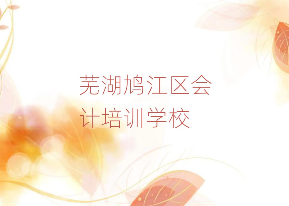 2025年芜湖鸠江区会计什么地方可以培训会计