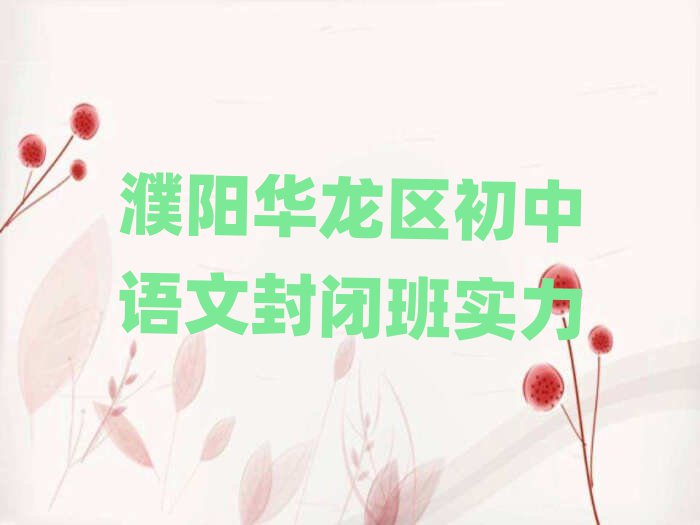 濮阳华龙区初中语文封闭班实力