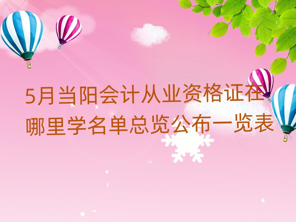 5月当阳会计从业资格证在哪里学名单总览公布一览表