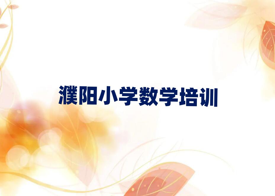 2025年濮阳小学数学在哪里学名单总览公布一览表
