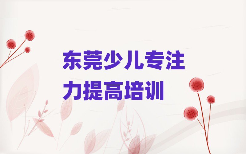 东莞少儿专注力提高辅导机构推荐一览