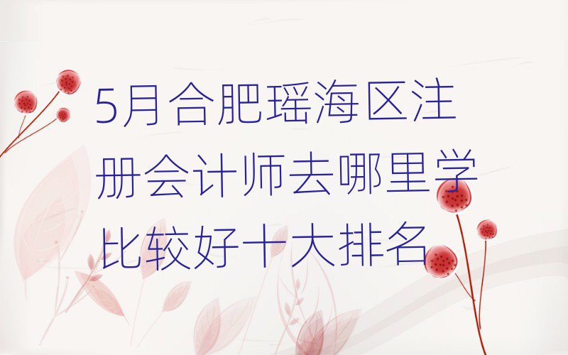 5月合肥瑶海区注册会计师去哪里学比较好十大排名