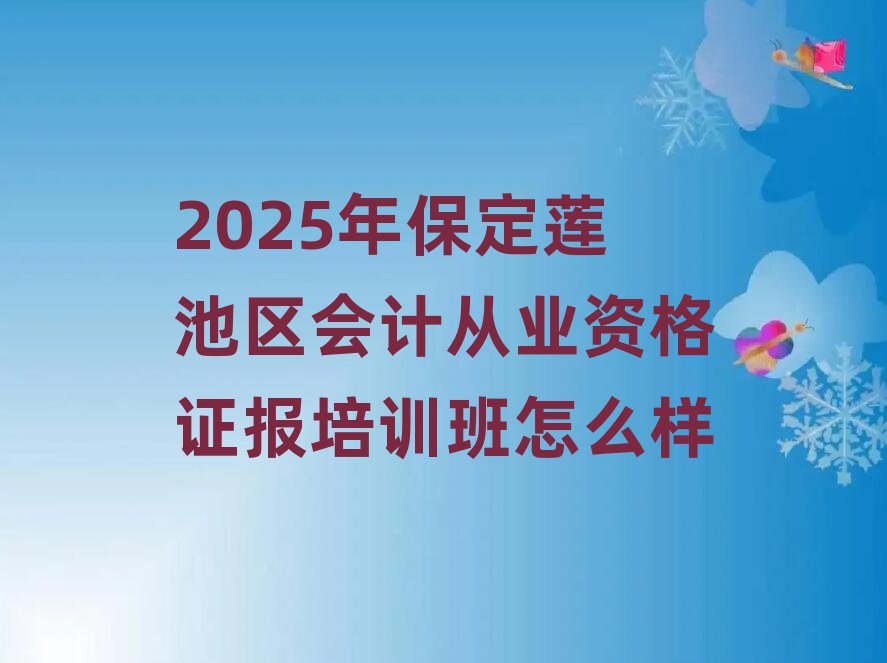 2025年保定莲池区会计从业资格证报培训班怎么样