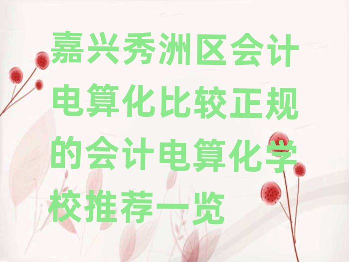 嘉兴秀洲区会计电算化比较正规的会计电算化学校推荐一览