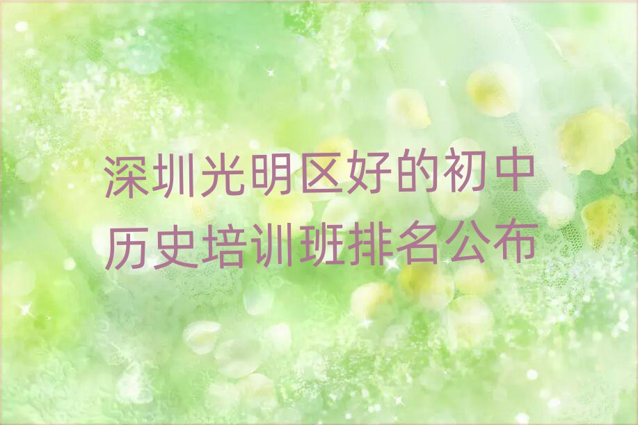 深圳光明区好的初中历史培训班排名公布