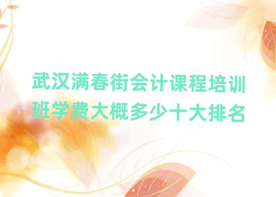 武汉满春街会计课程培训班学费大概多少十大排名