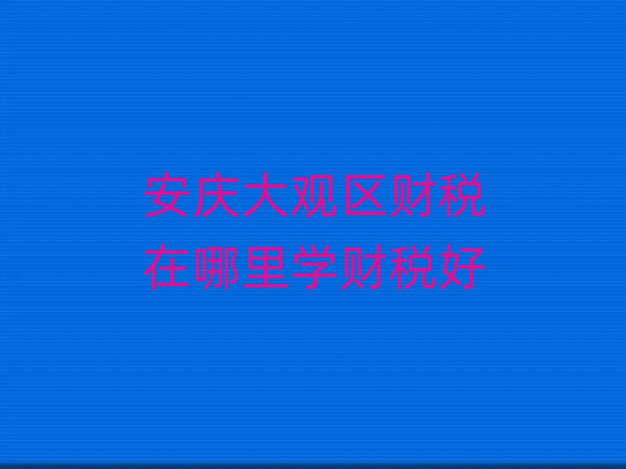 安庆大观区财税在哪里学财税好