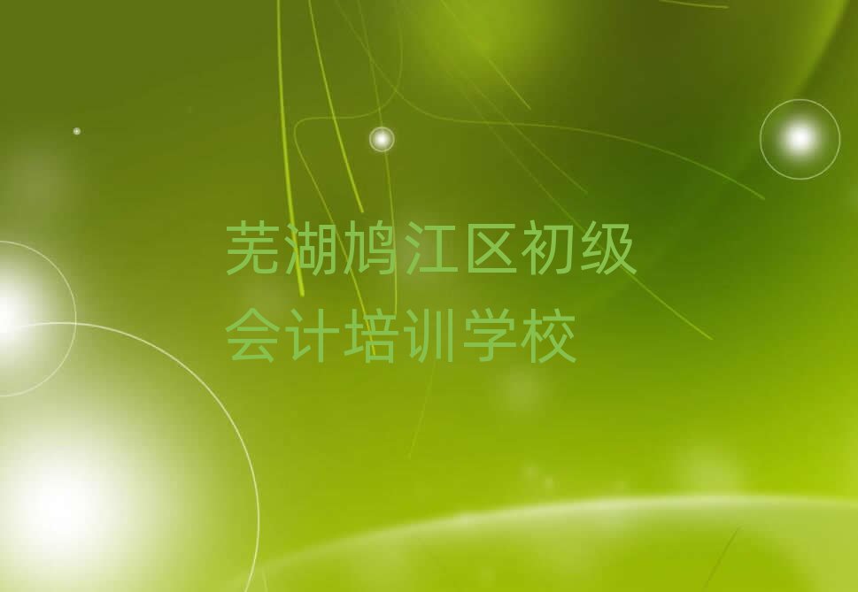 5月芜湖鸠江区初级会计培训课件