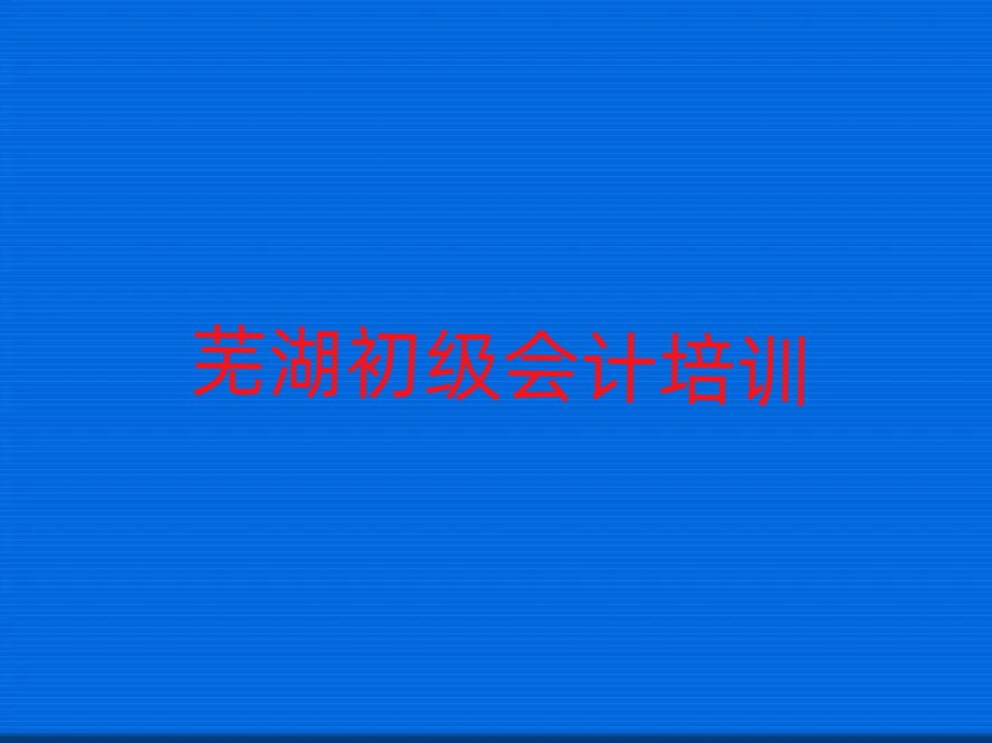 5月芜湖鸠江区初级会计培训课件