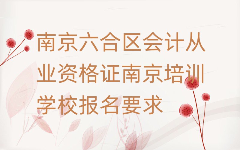南京六合区会计从业资格证南京培训学校报名要求