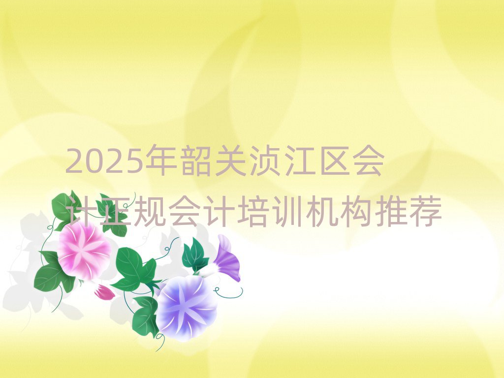 2025年韶关浈江区会计正规会计培训机构推荐