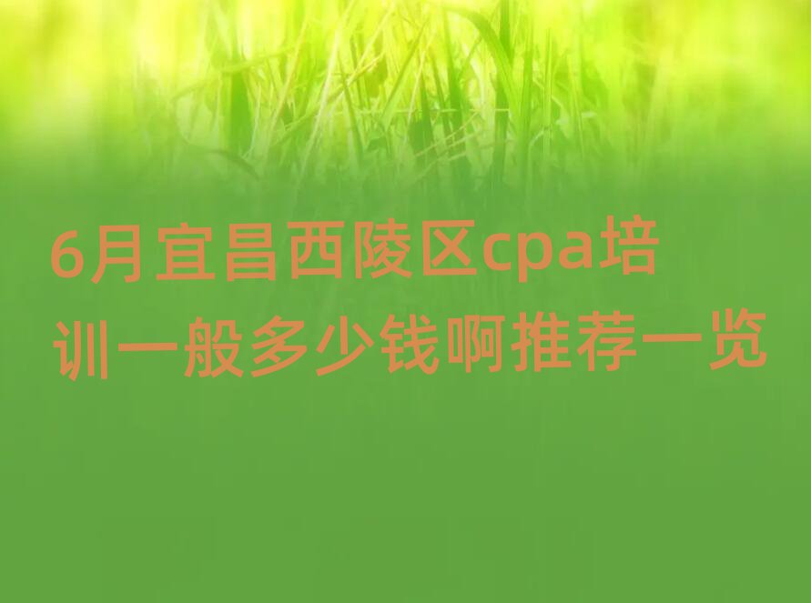 6月宜昌西陵区cpa培训一般多少钱啊推荐一览