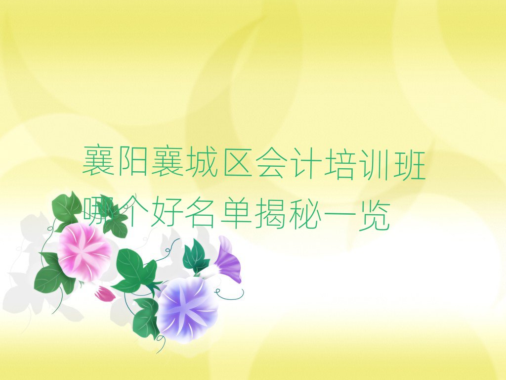 襄阳襄城区会计培训班哪个好名单揭秘一览