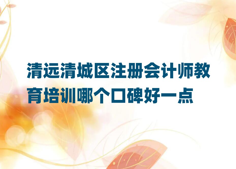 清远清城区注册会计师教育培训哪个口碑好一点